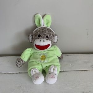 Sock Monkey Plush Rattle “Happy Easter"